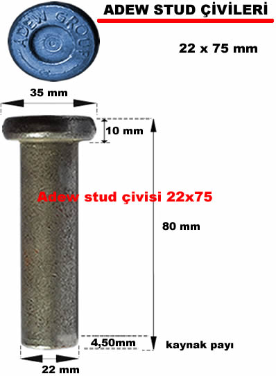 stud çivisi 22 mm